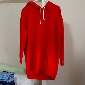 Plain Red Hoodie Dress L